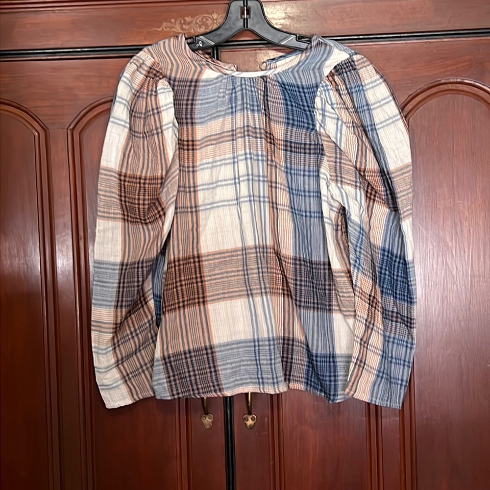 Universal Thread Gauze Plaid Blouse Size Medium